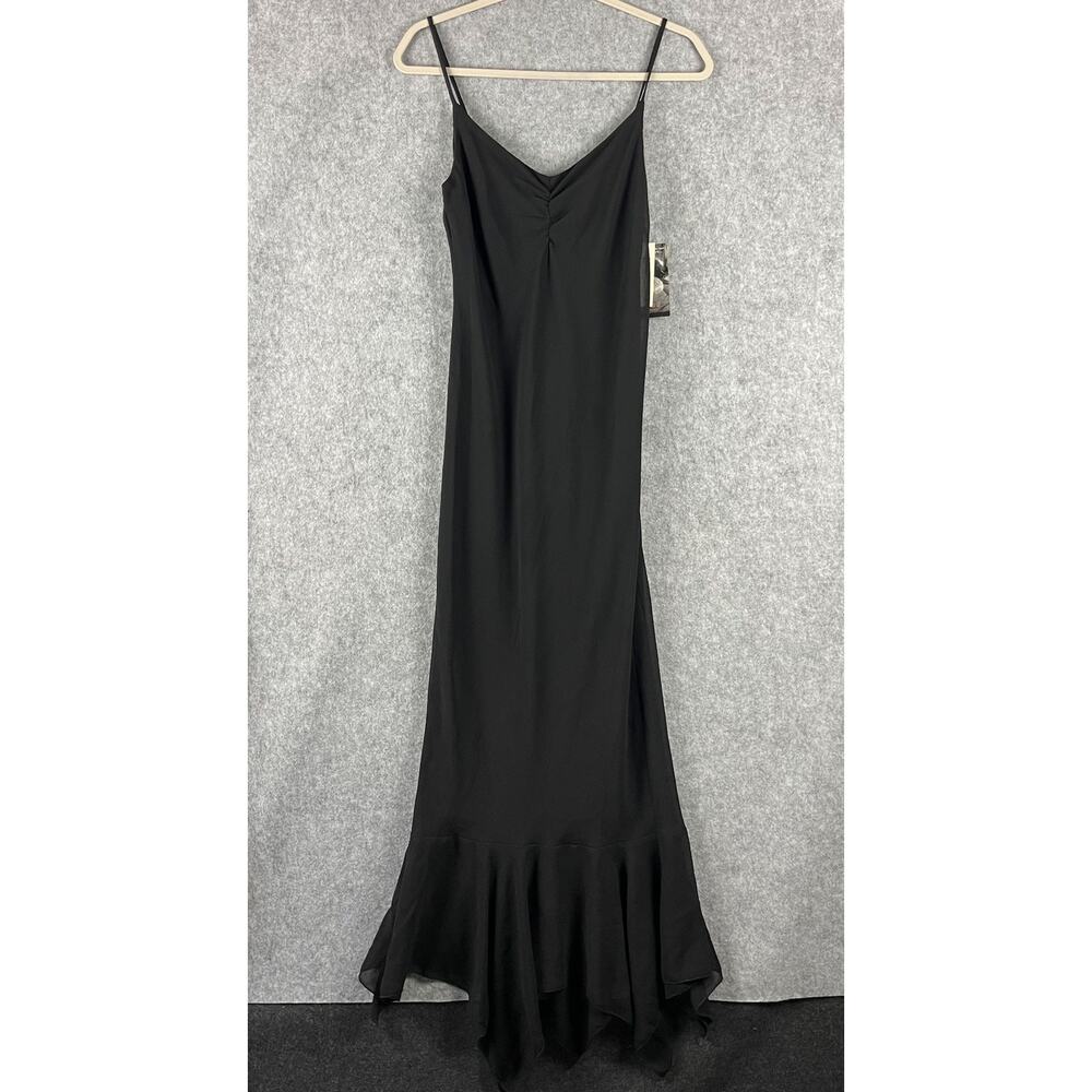 VTG Whimsigoth Witchy Fairy Maxi Dress Womens 7 Black Ruffle Y2K 90s Rampage NEW